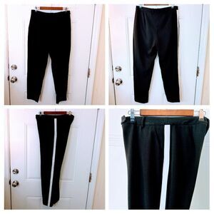 KAARI Blue black 2 pocket dress pants with white stripes down each sides